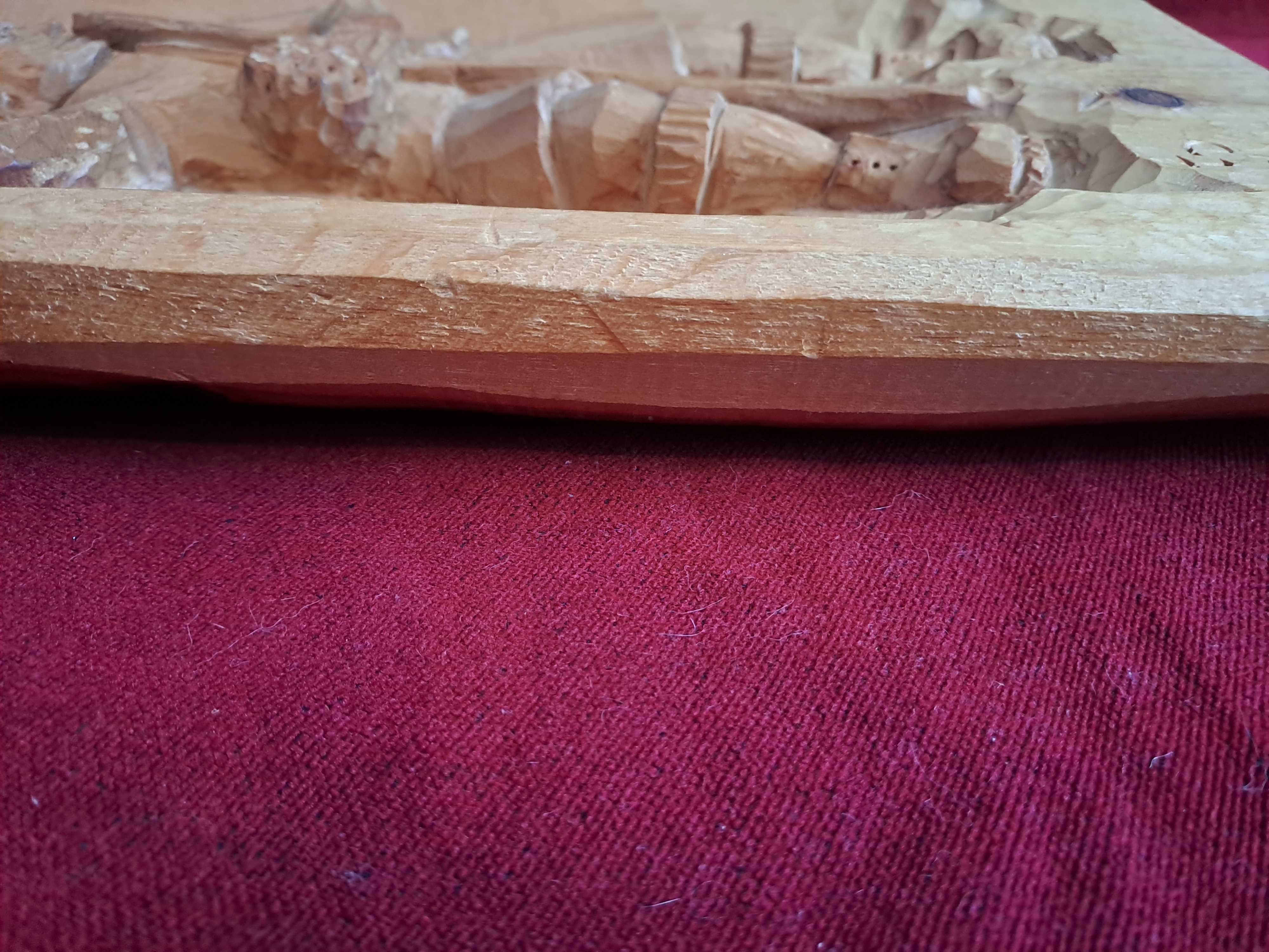 basorelief lemn sculptura lemn 48/28 cm semnat