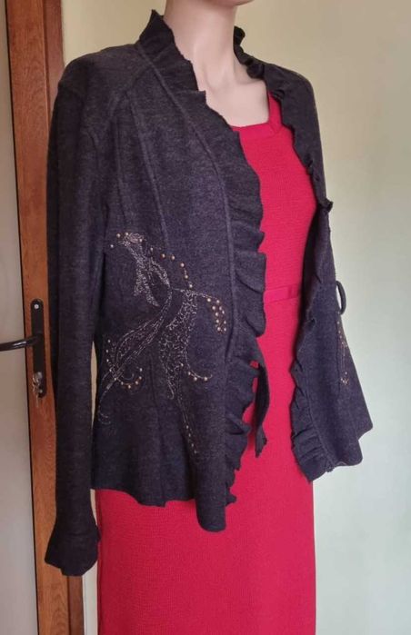 Cardigan gri Christian Berg, marimea L, lana 100%, neintepacioasa