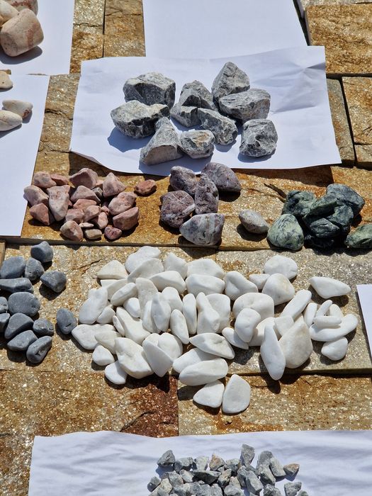 Pitricele decorative, Marmură rotungita Alba, Alba THASSOS,ROȘIE,VERDE