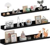 Set 3 etajere de perete EXYGLO, 90 cm, negre