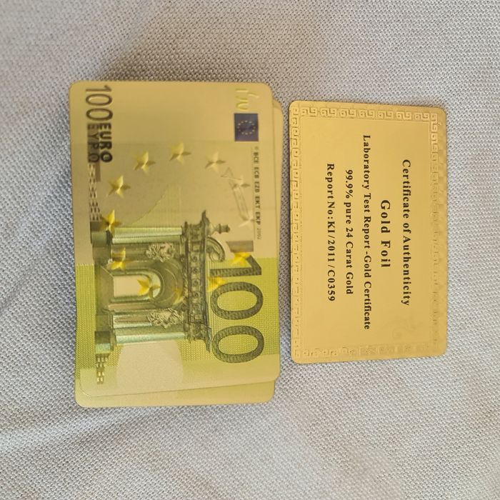 Златни карти за игра със сертификат,100 евро гръб !