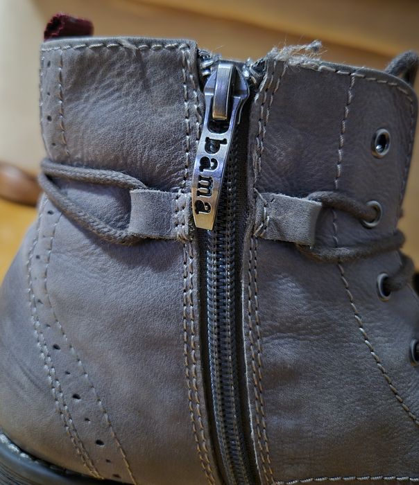 Ghete Bama Piele Naturală, Brogue, Fermoar Lateral, Confort, Damă - 40