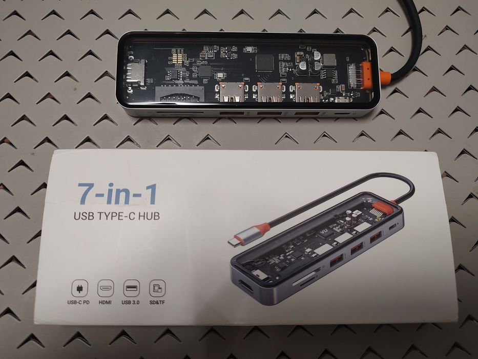 Docking / USB C HUB TOTU YL-HB116 gri metalizat + transparent