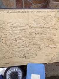 Карта на административното деление на България - 60 те години