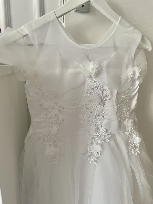 Rochie alba copii balerina zana fulg de nea