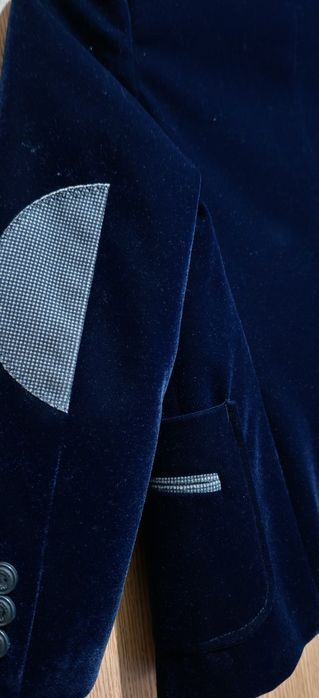 Sacou băieți catifea bleumarin