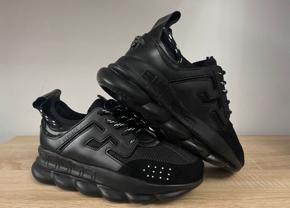 Adidasi Chain Reaction Versace full negru PREMIUM Medusa