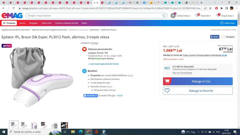 Epilator IPL, Braun Silk Exper, PL3012 -- 2 ANI GARANTIE-NOU