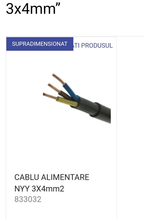 Cablu electric NYY 3x4mm