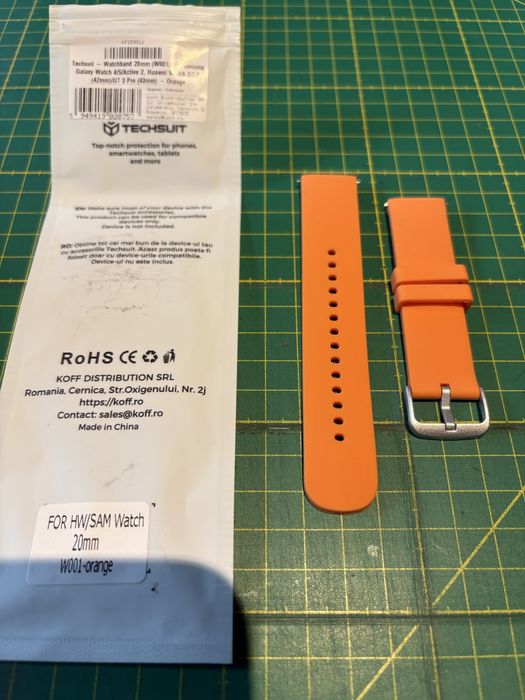 Curea Ceas Cauciuc Techsuit 20mm - Portocaliu