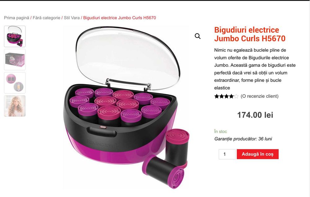 CA NOUA! Trusa de bigudiuri electrice Remington Jumbo Curls H5670