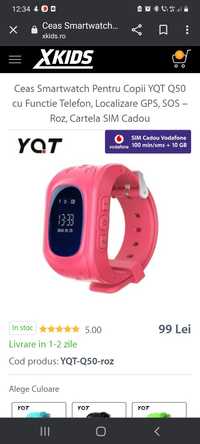 smartwatch copii cu functie de telefon, localizare GPS,