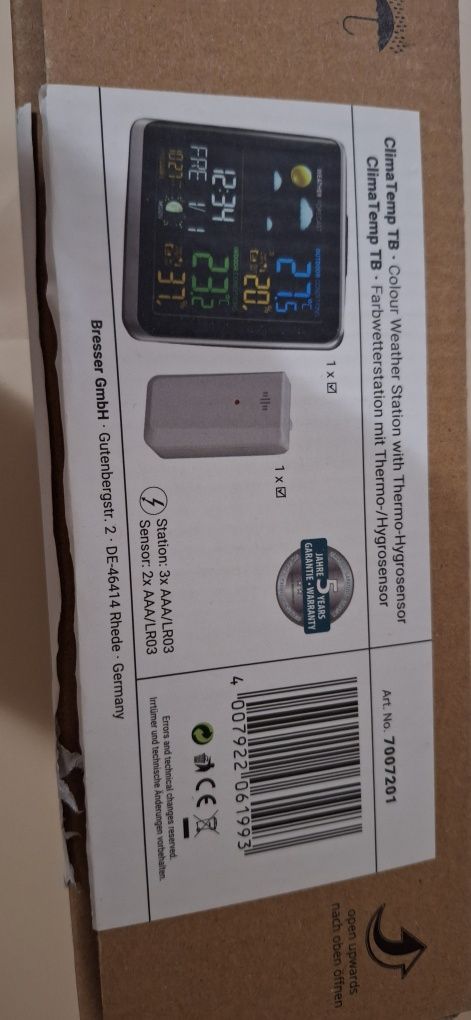 Statie meteo Bresser ClimaTemp TB cu ecran LCD color