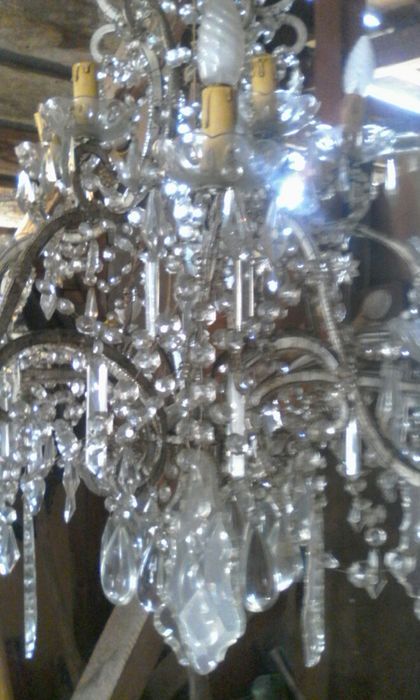 candelabru 12 brațe/cristale Bohemia,stil Luis XIV,baroque/90 cm