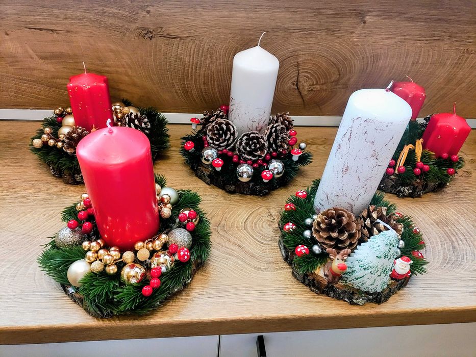 Ръчно изработени коледни свещници