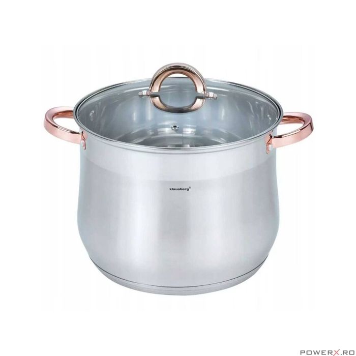 Oala din inox cu capac din sticla, diametru 26 cm, capacitate 10.7