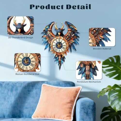 Нов Дървен Механичен 3D Пъзел Часовник Thunderbird – Хоби и Декор дом