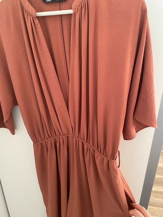 Salopeta Lunga/Combinezon larg, Zara, Roz, marimea M, maneca scurta