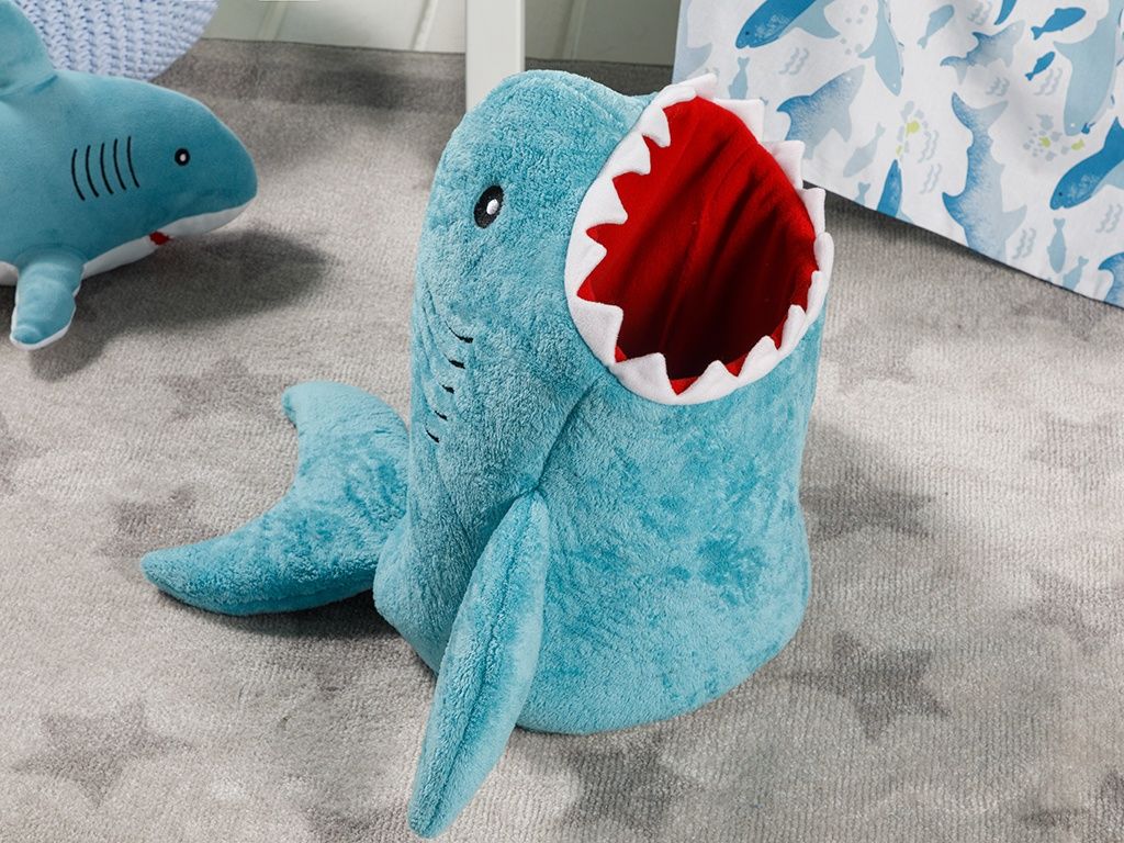 Shark Coș Pentru Jucării plus rechin, 68x41 Cm Albastru