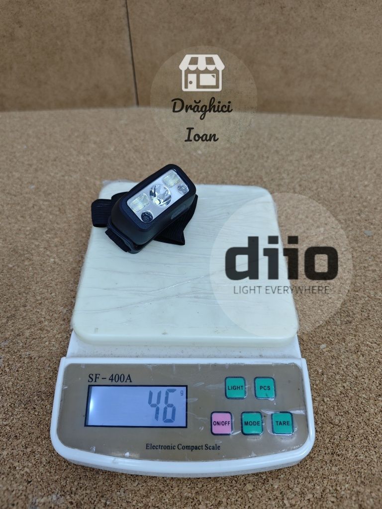 Lanterna SLIM de cap cu LED CREE E2 + doua led COB si senzor miscare