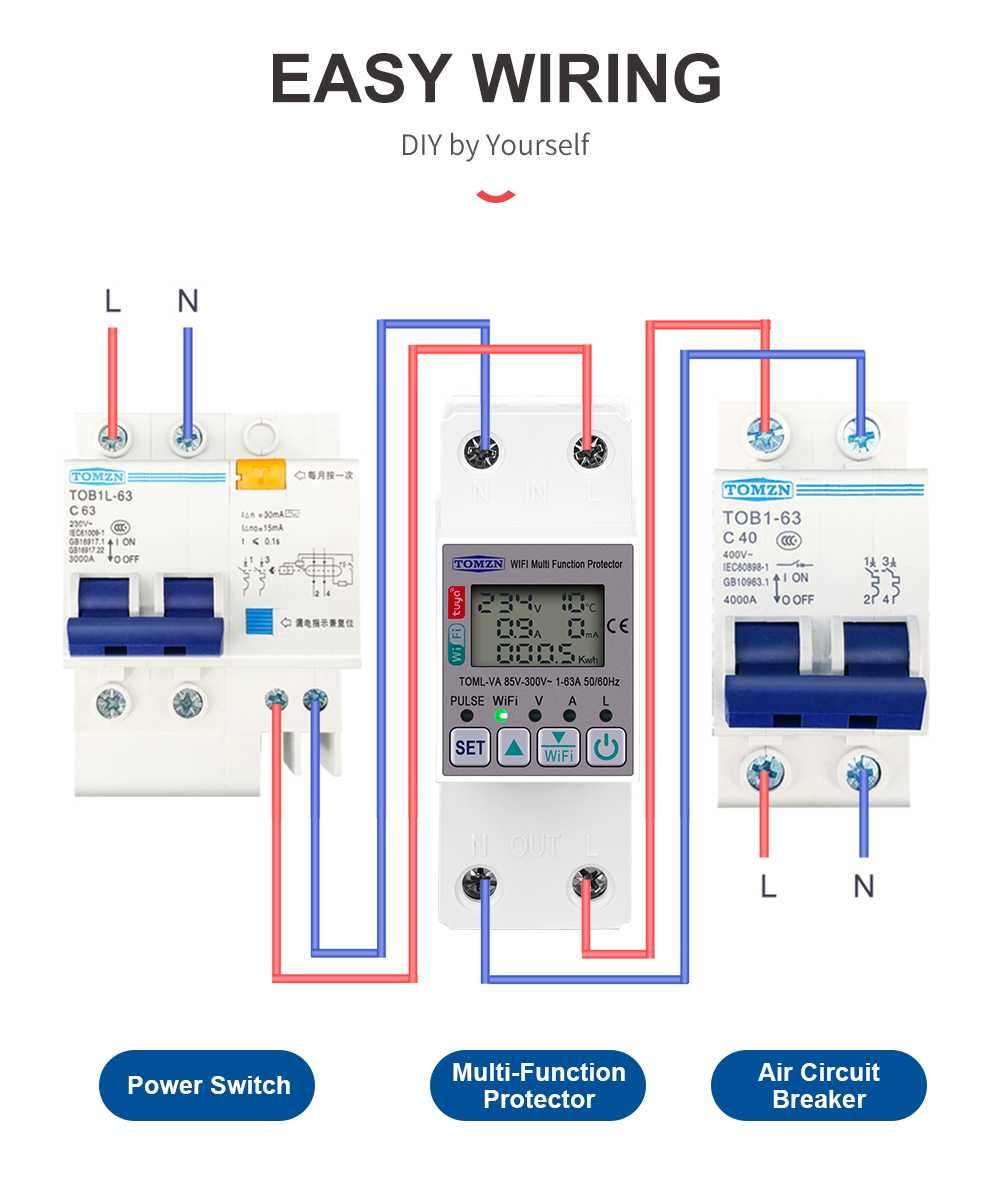 TOMZN TUYA 63A WI-FI монофазен електромер