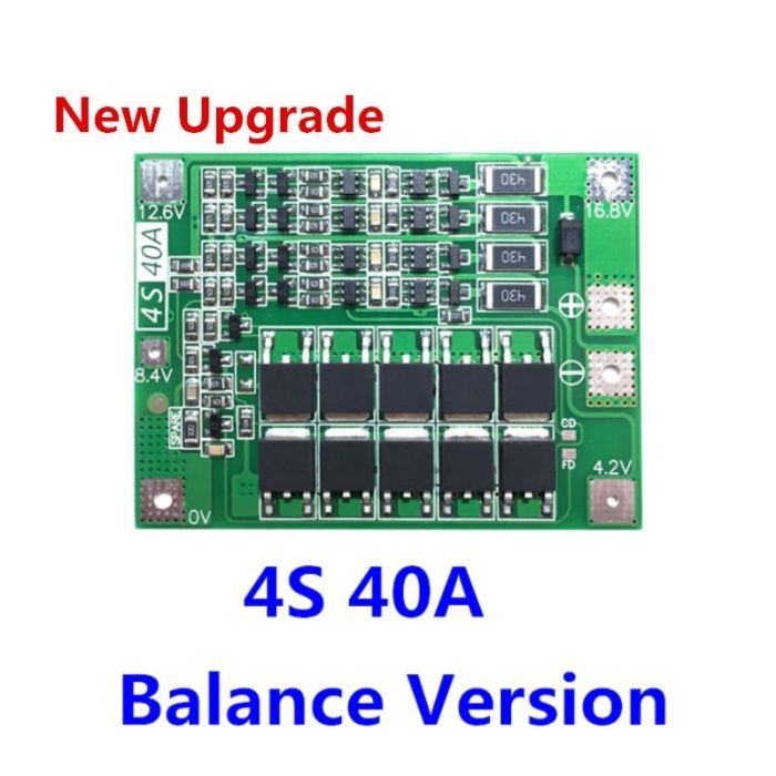 4S BMS 16.8V 40A, защитна платка с балансно зареждане, PCB BMS board