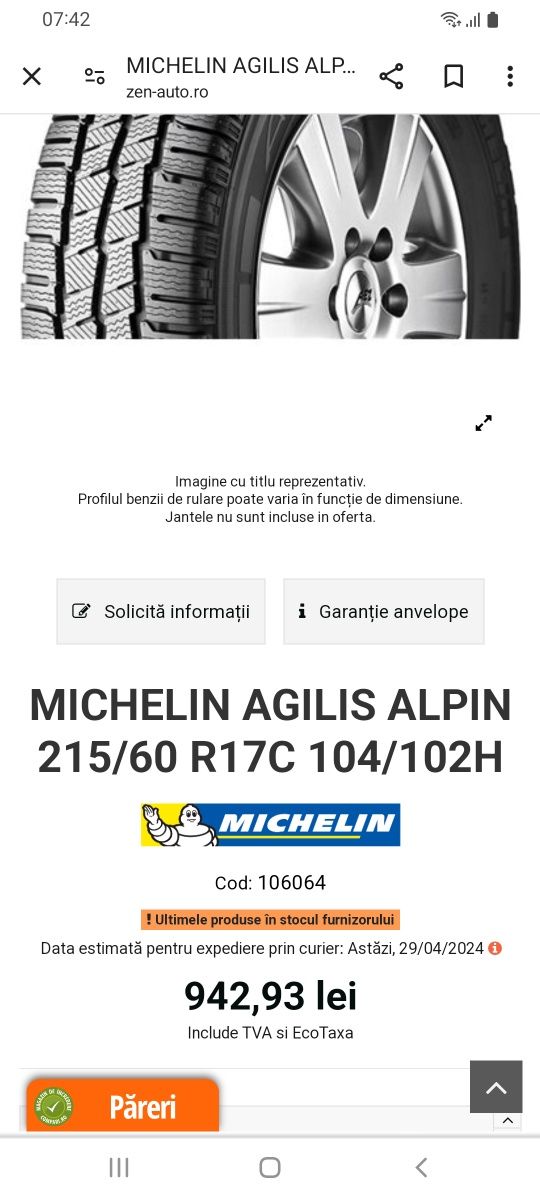 2 cauciucuri 215/60/17 C Michelin Agilis Alpin noi