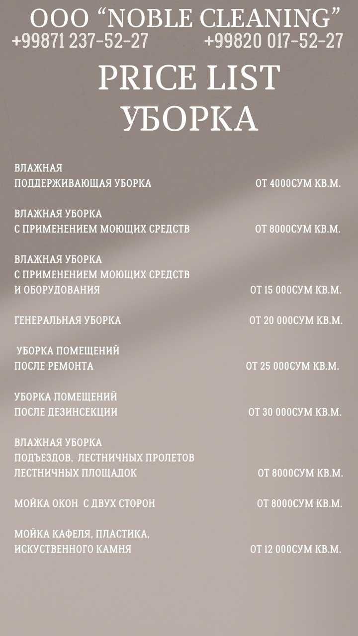 Профессиональная уборка / Kvartira va ofislarni professional tozalash