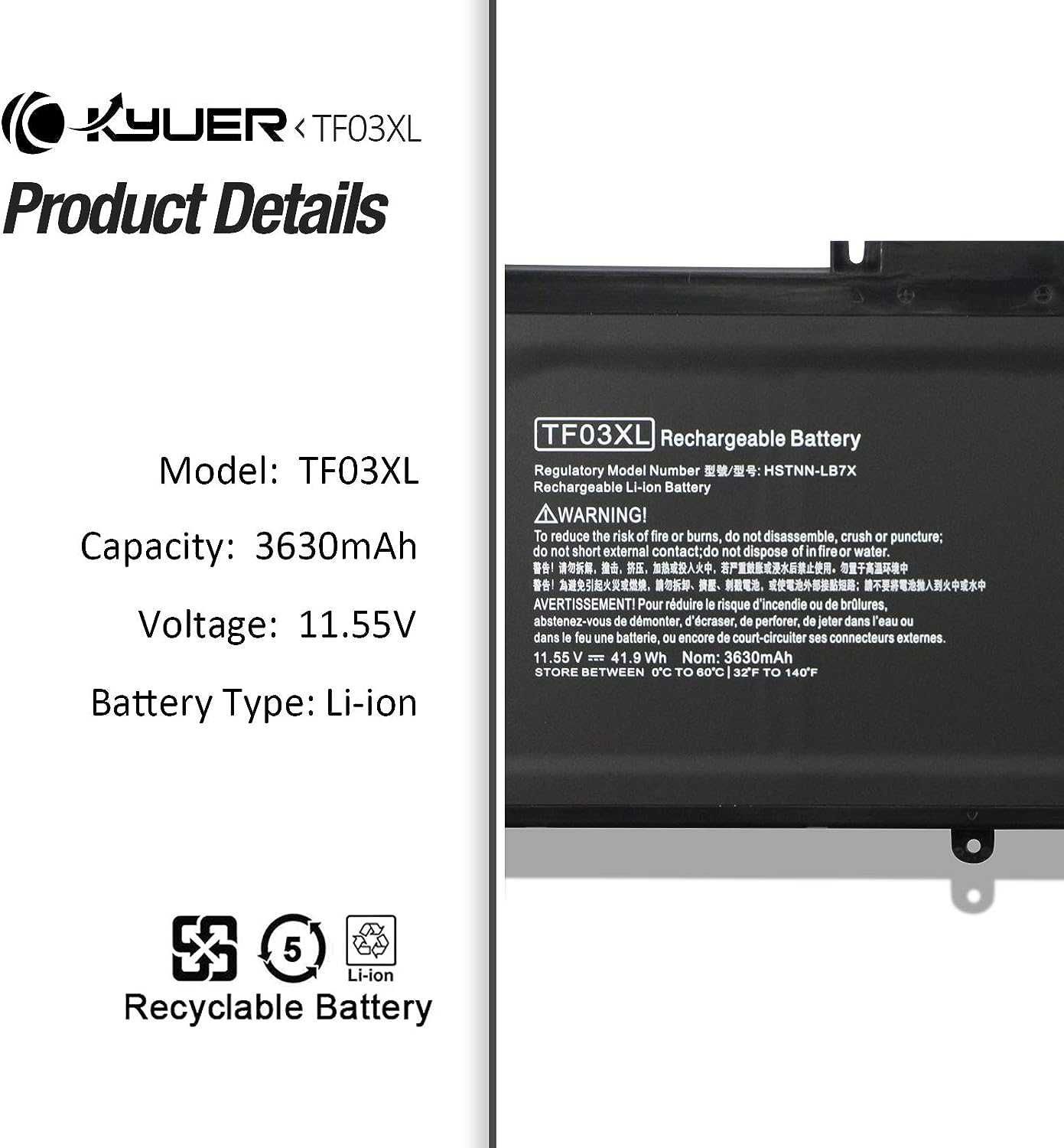 Baterie laptop HP Pavilion TF03XL 41.9Wh 11.55V 14-BF 14-BK 14-BP