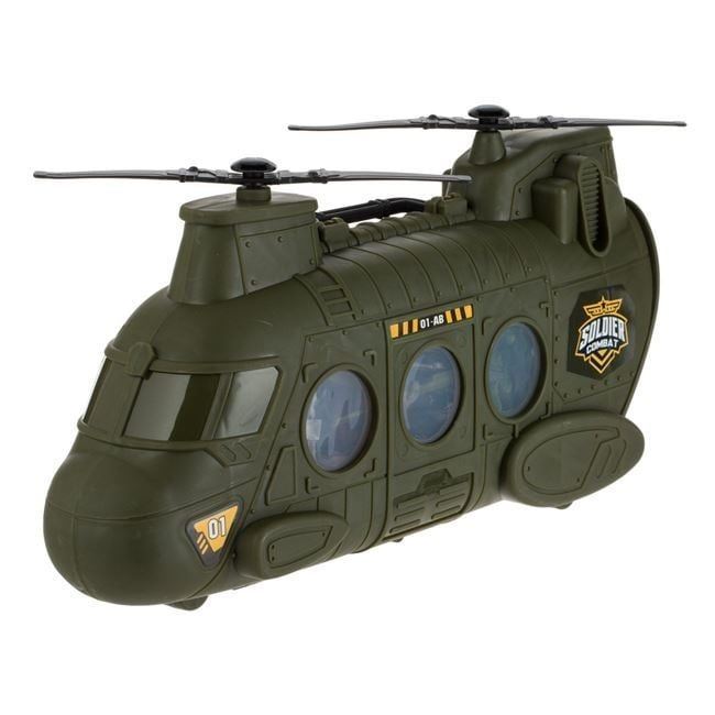 Военен хеликоптер с войници,бойни машини