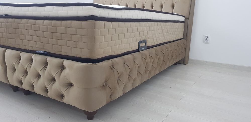 Pat tapitat ODESSA 140/160/180x200 cadru+somiere METALICE+CATIFEA