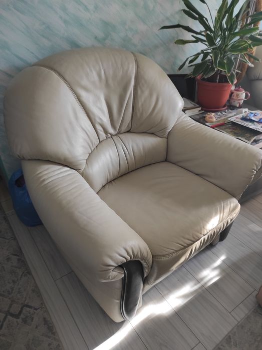 Canapea și două fotolii piele naturala impecabile .