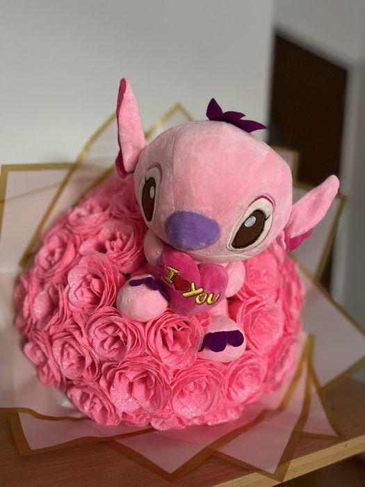 Buchet de trandafiri din sapun cu sclipici + ursulet