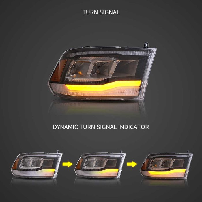 Комплект LED фарове с динамични мигачи за Dodge Ram 2009 - 2018