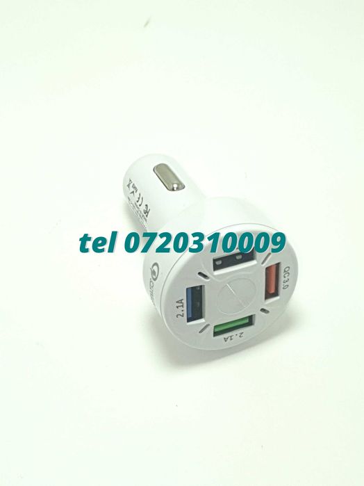 Incarcator Universal Masina Auto 4 Porturi Bricheta Usb Qc Fastcharge
