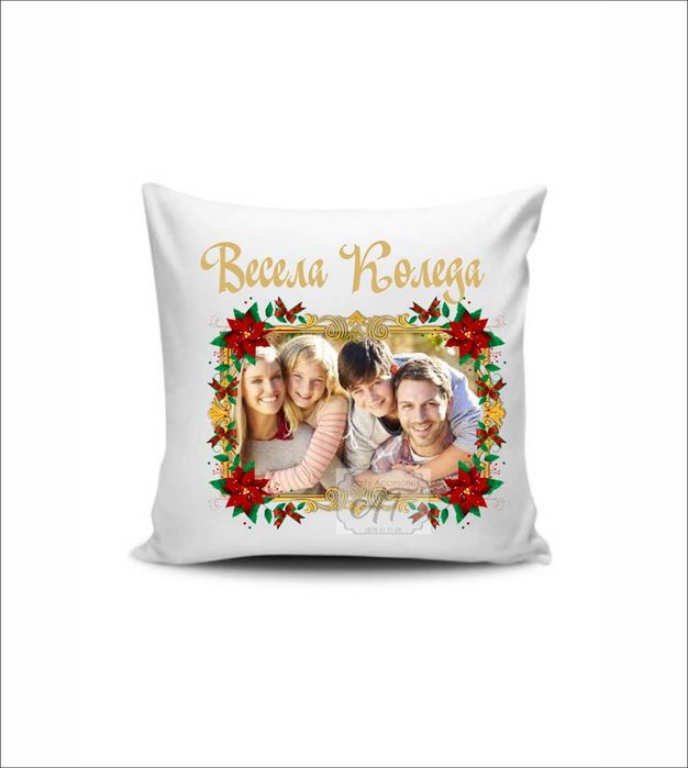 Коледна възглавница със снимка