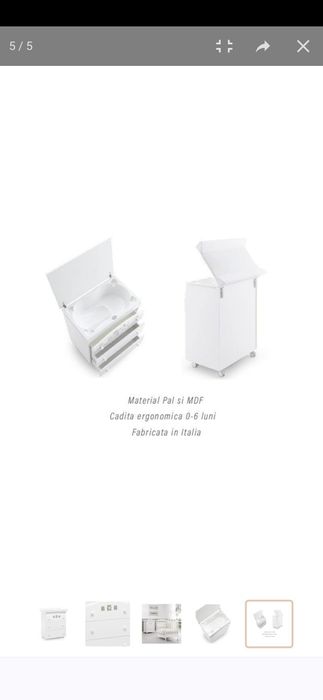 Comoda bebe 3 Setare Cadita Detasabila si Masuta Infasat Molly Alb & C