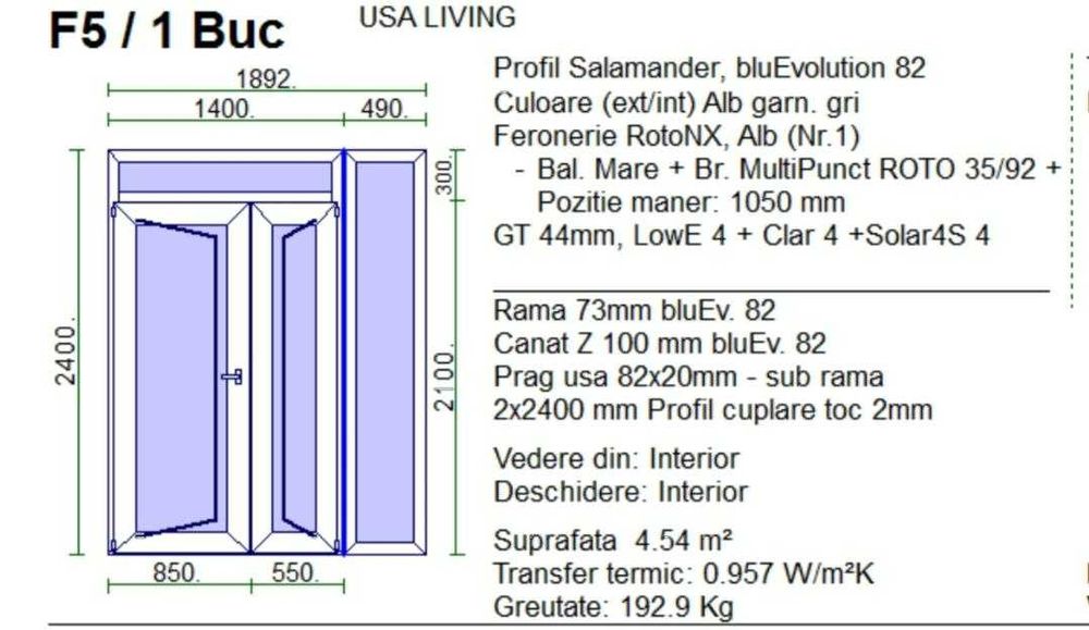 Geam + usa terasa din termopan pentru casa