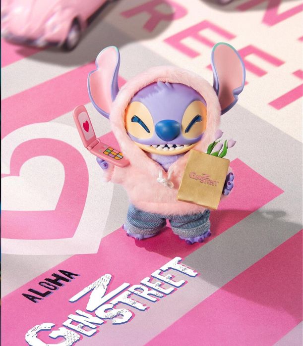 Stitch Gen Z Street Miniso Labubu фигурка 17см, Стич Лабубу ген З