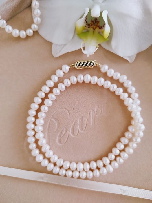 Colier NOU perle naturale de apa dulce 5-6 mm