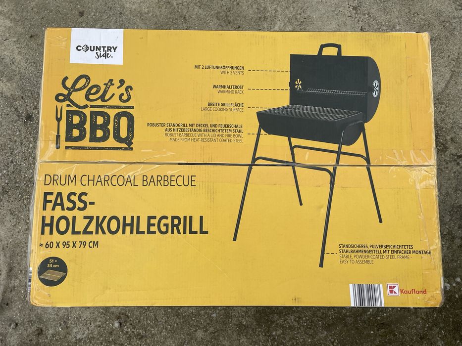 Gratar cu capac si ventilatie in forma de butoi