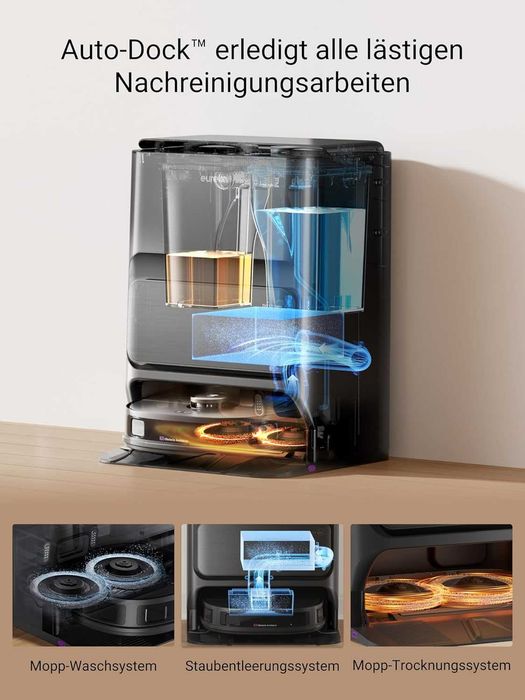 Прахосмукачка робот EUREKA J12 Ultra, Mop, самопочистване,пране,сушене