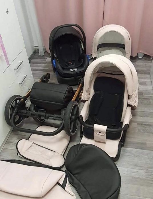 Vand carucior Krausman 3 in 1 roz pudra