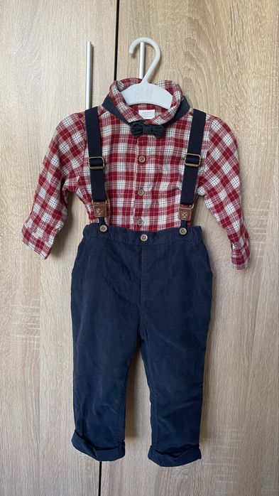 Costum body camasa, pantaloni, bretele si papion