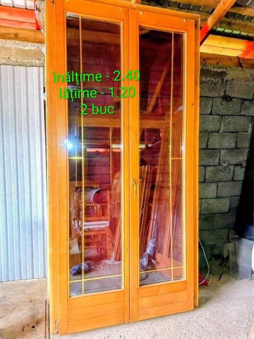 Set 3 usi termopan din lemn masiv cu obloane