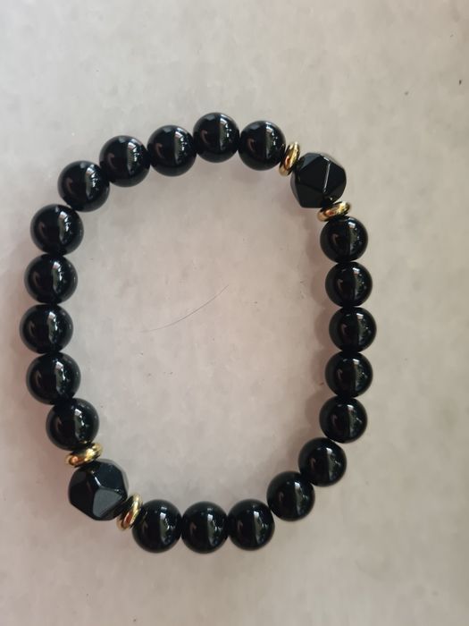 Brățară  De Cristal Negru De Turmalină Obsidiană