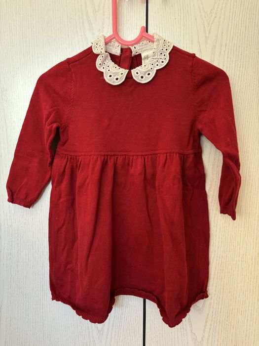 Rochie rosie carouri Zara 86 Hm H&M 12-18 craciun