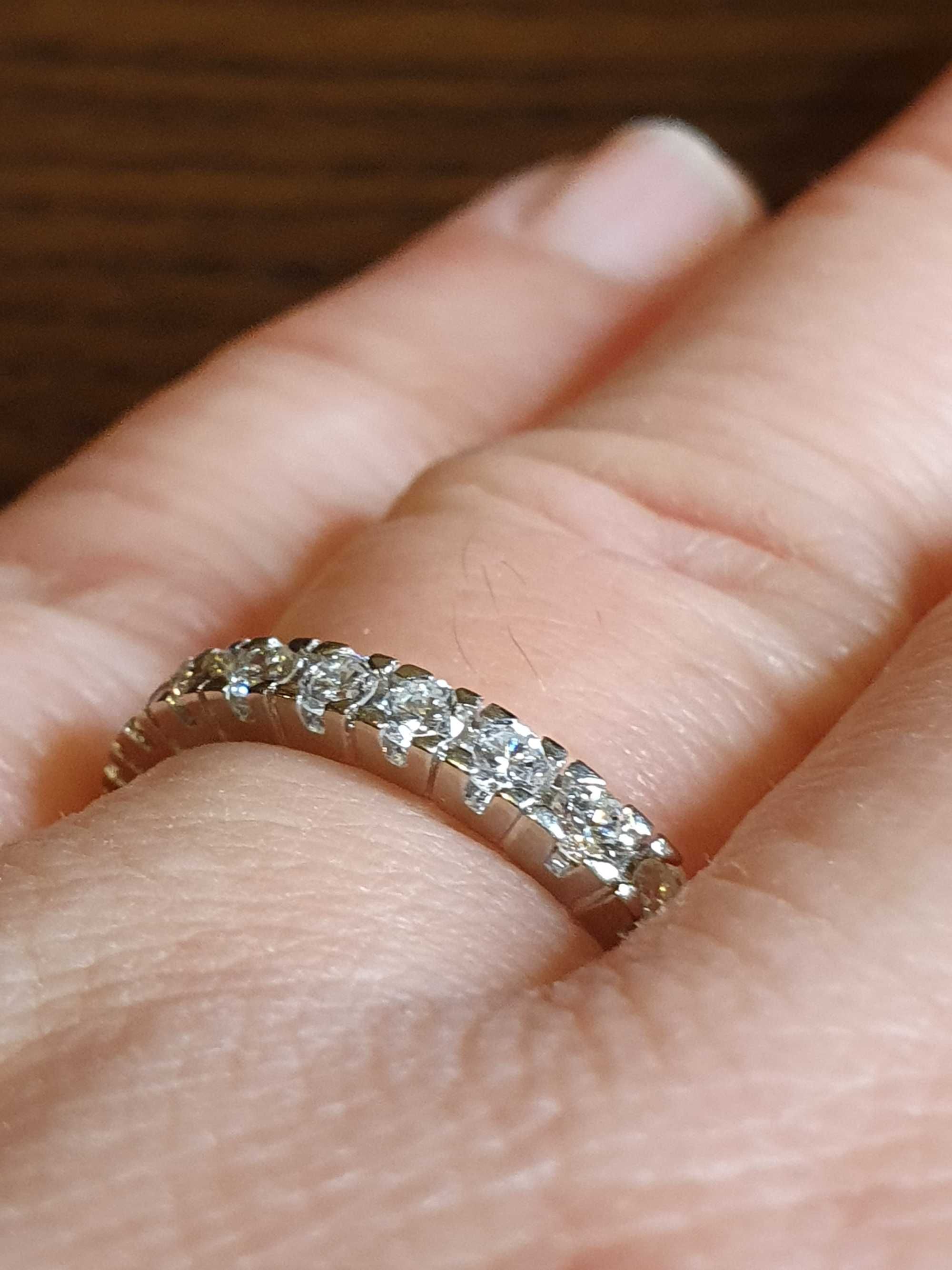 Inel Eternity verigheta Memory aur alb 18k cu diamante naturale 1,3ct
