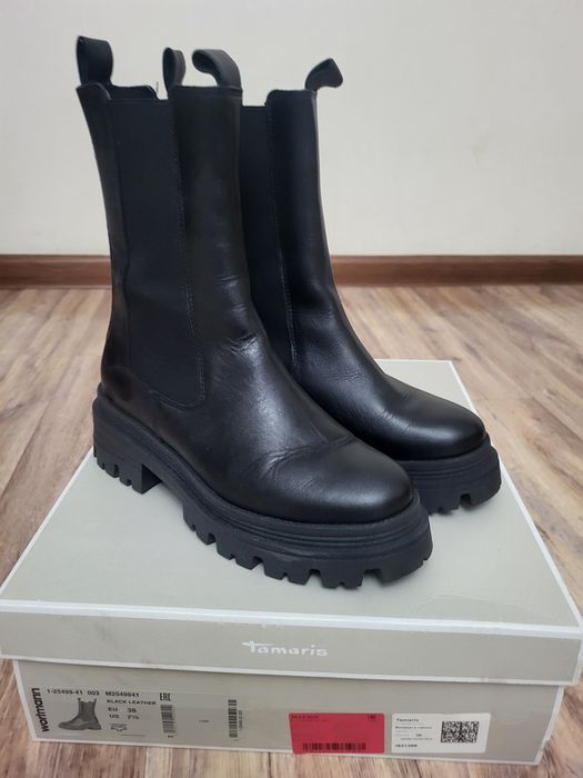 Кожаные зимние сапоги