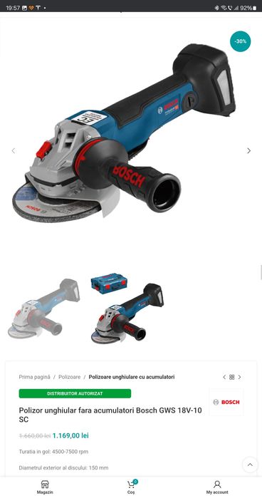 Polizor unghiular flex Bosch GWS 18V-107
